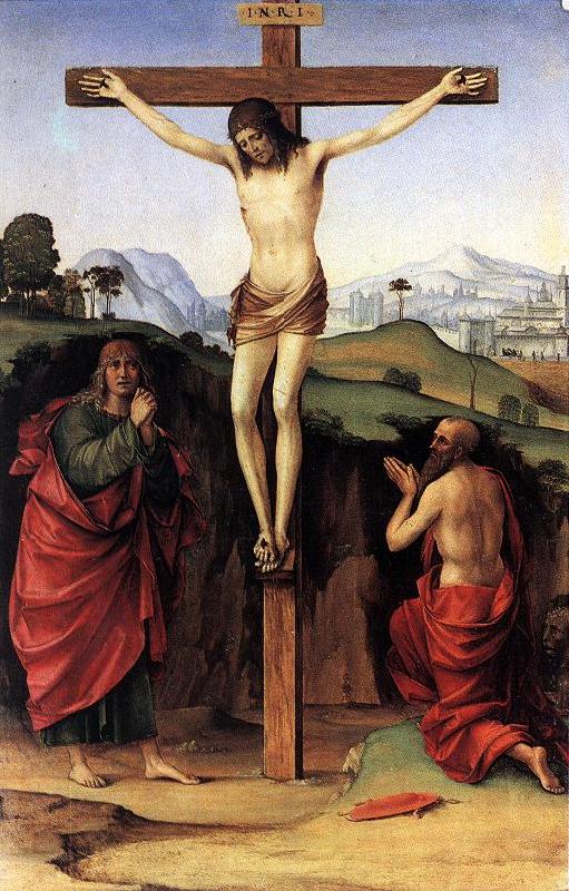 FRANCIA, Francesco Crucifixion with Sts John and Jerome dfh China oil painting art